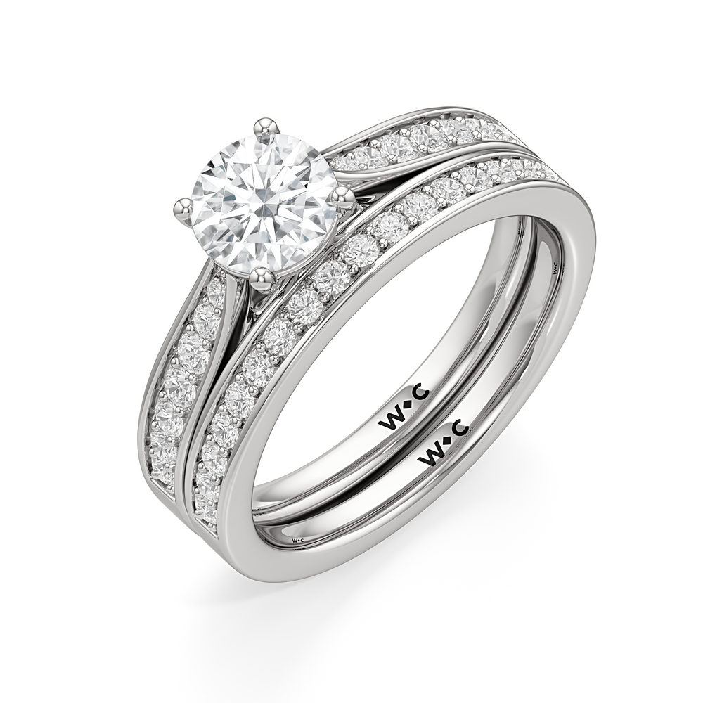 The Ana Diamond Wedding Band with Platinum Cut Diamond in 14KT Platinum view 4
