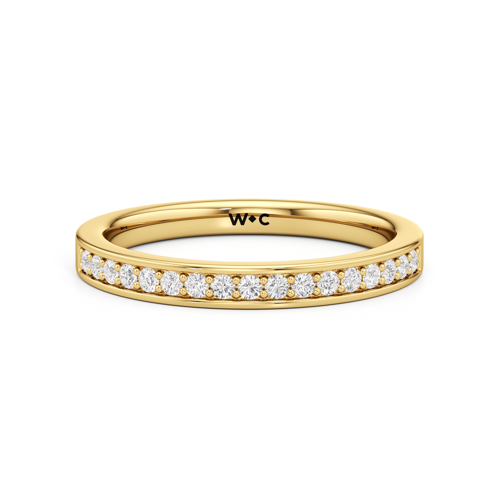 The Ana Diamond Wedding Band with 18KT Yellow Gold Cut Diamond in 14KT Yellow Gold view 1
