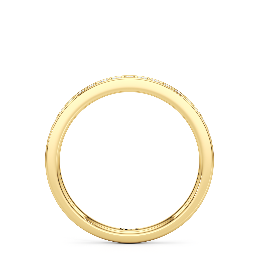 The Ana Diamond Wedding Band with 18KT Yellow Gold Cut Diamond in 14KT Yellow Gold view 2
