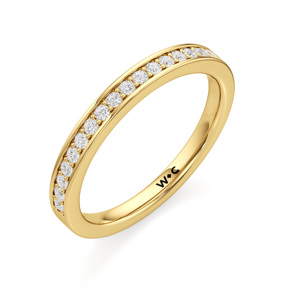 The Ana Diamond Wedding Band with 18KT Yellow Gold Cut Diamond in 14KT Yellow Gold view 3
