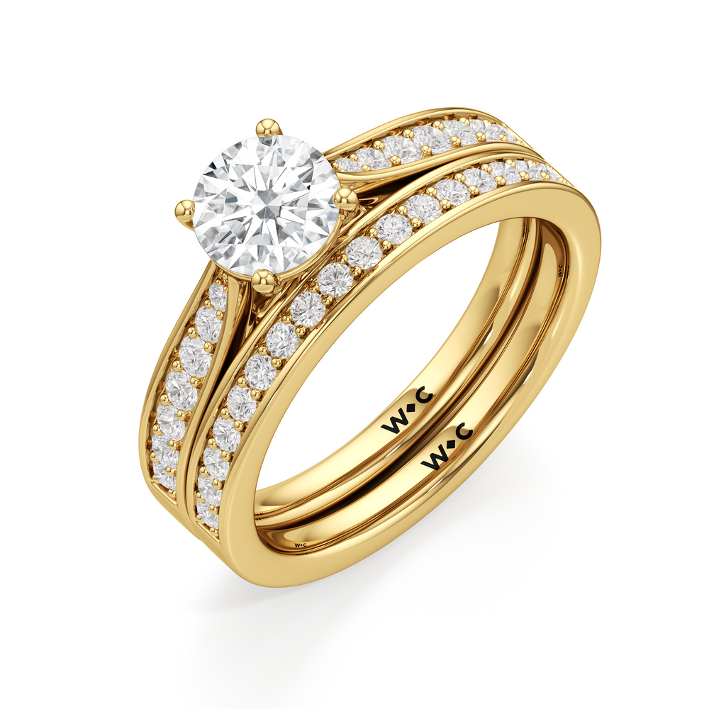 The Ana Diamond Wedding Band with 18KT Yellow Gold Cut Diamond in 14KT Yellow Gold view 4

