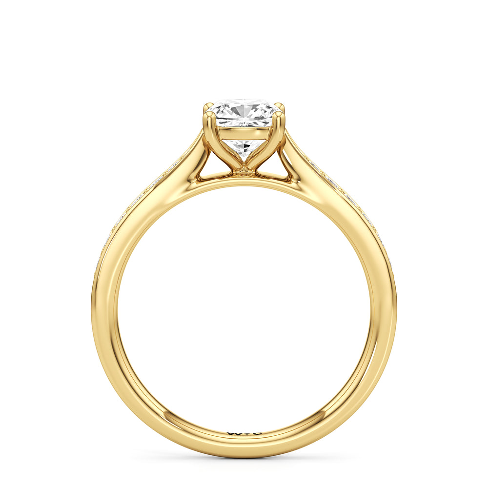 The Ana Engagement Ring with Cushion Cut Diamond in 14KT Yellow Gold view 2
