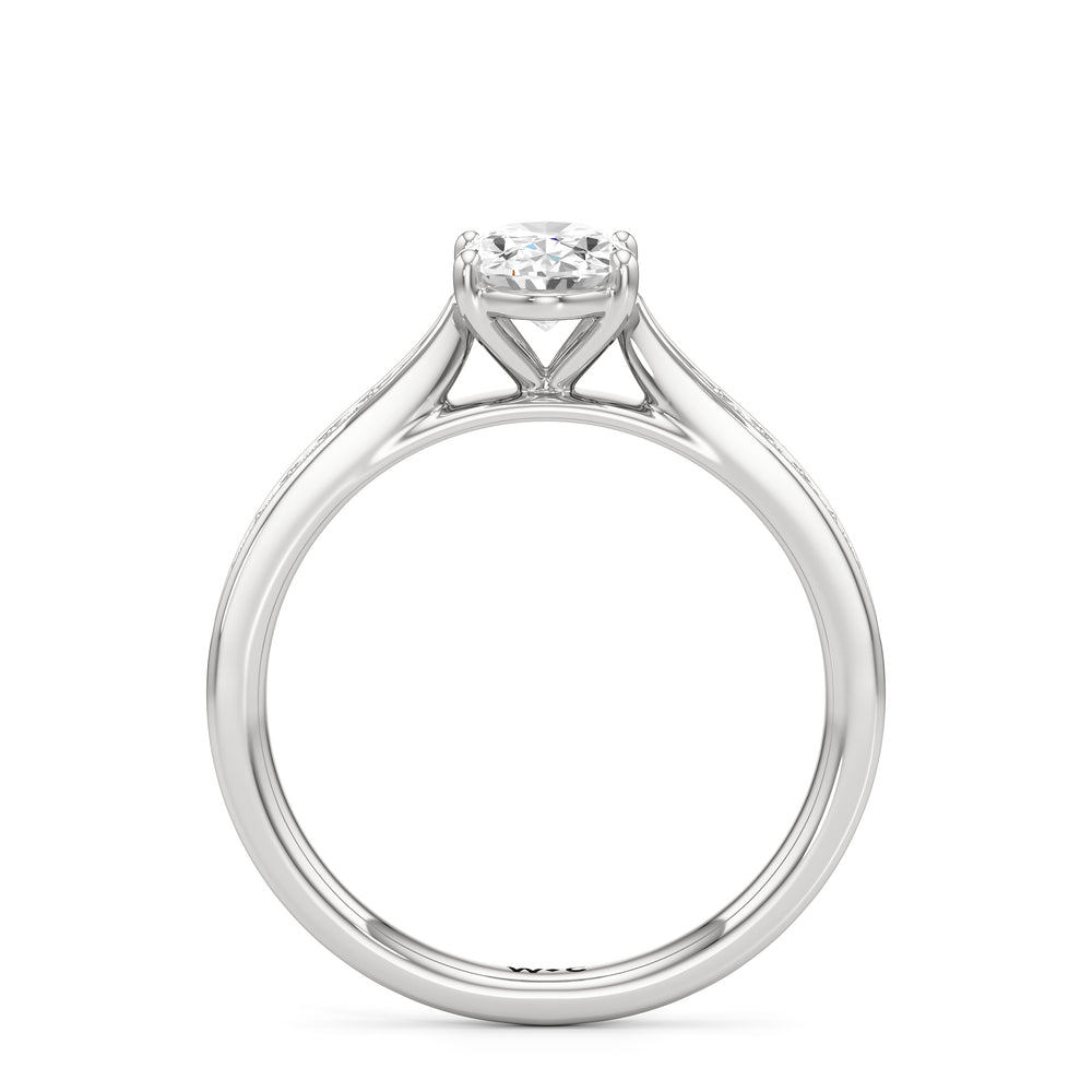 The Ana Engagement Ring with Oval Cut Diamond in 14KT Platinum view 2
