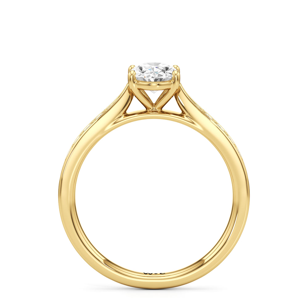 The Ana Engagement Ring with Oval Cut Diamond in 14KT Yellow Gold view 2
