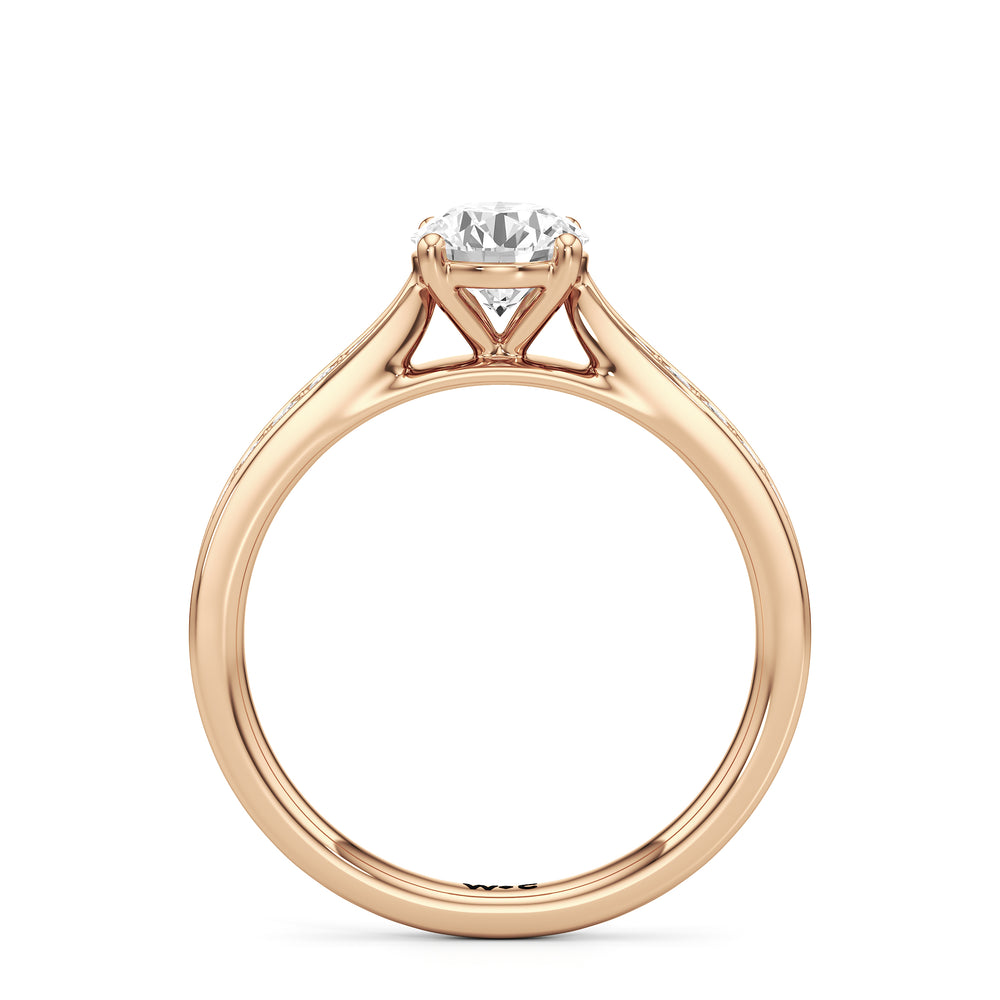 The Ana Engagement Ring with Round Cut Diamond in 14KT Rose Gold view 2
