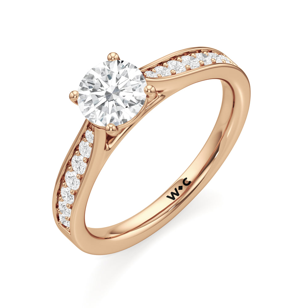 The Ana Engagement Ring with Round Cut Diamond in 14KT Rose Gold view 3

