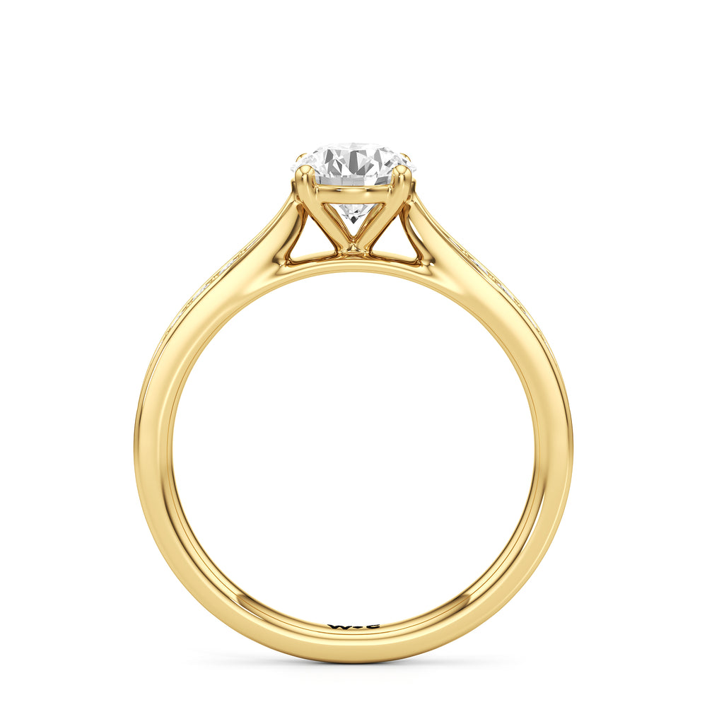 The Ana Engagement Ring with Round Cut Diamond in 14KT Yellow Gold view 2
