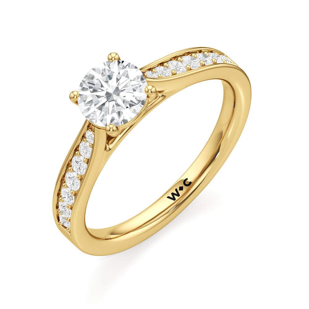 The Ana Engagement Ring with Round Cut Diamond in 14KT Yellow Gold view 3
