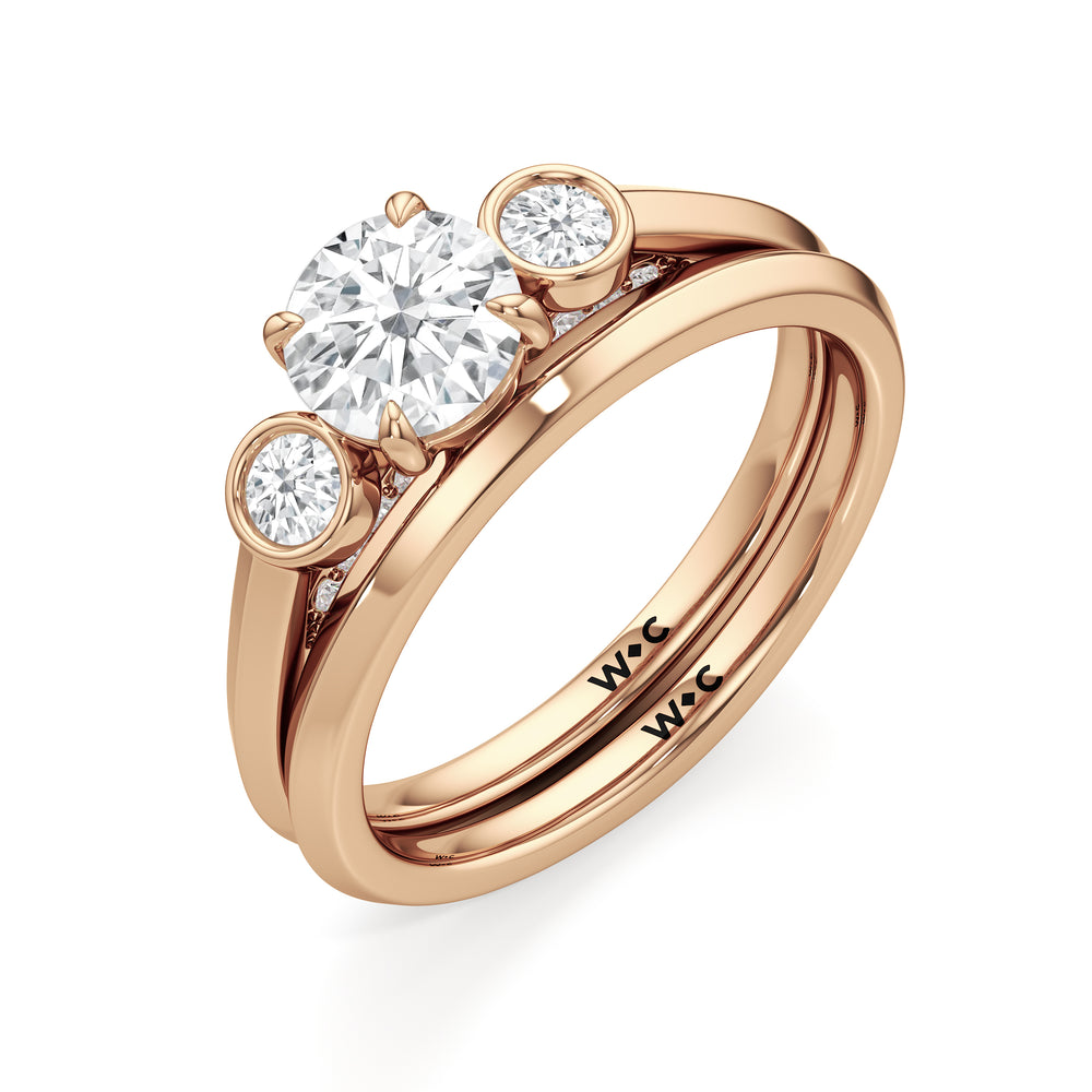 The June Wedding Band with 18KT Rose Gold Cut Diamond in 14KT Rose Gold view 4
