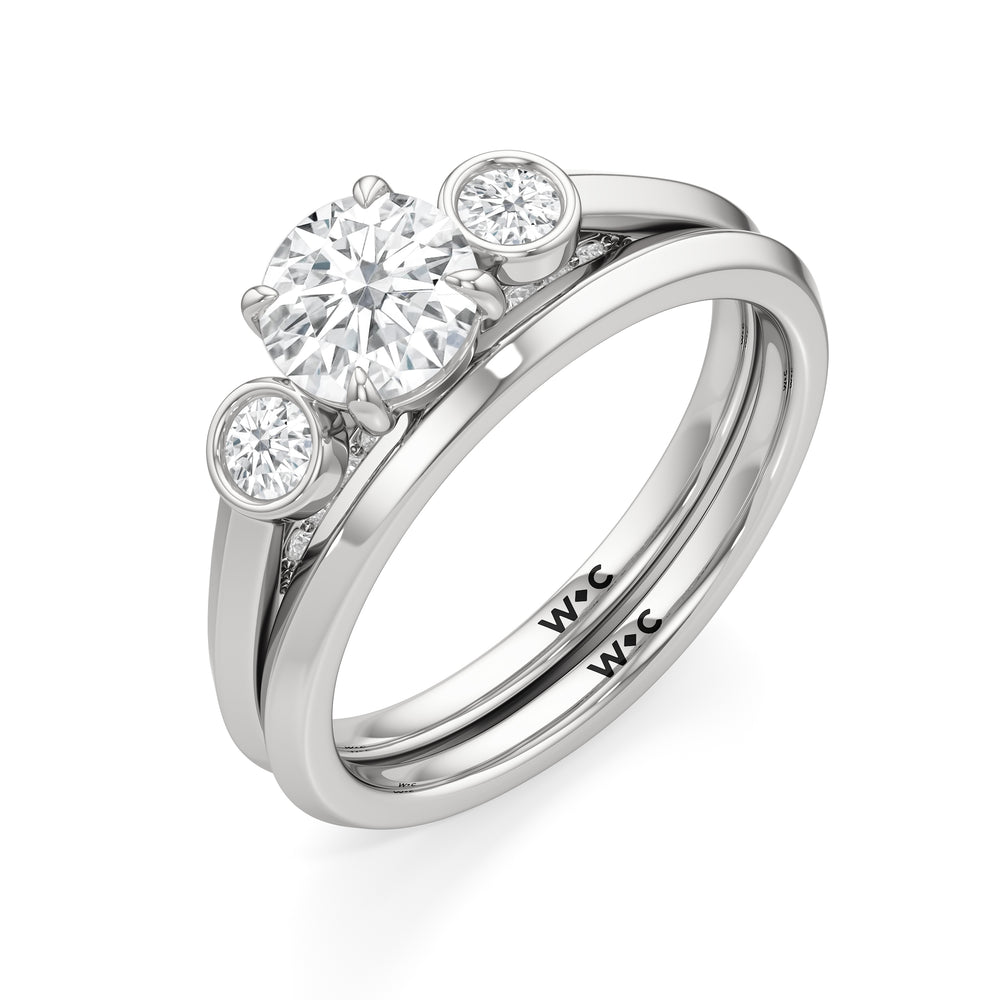 The June Wedding Band with Platinum Cut Diamond in 14KT Platinum view 4
