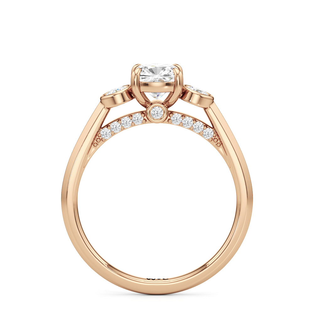 The June Engagement Ring with Cushion Cut Diamond in 14KT Rose Gold view 2

