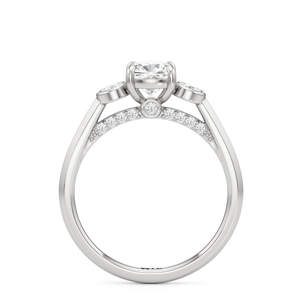 The June Engagement Ring with Cushion Cut Diamond in 14KT Platinum view 2
