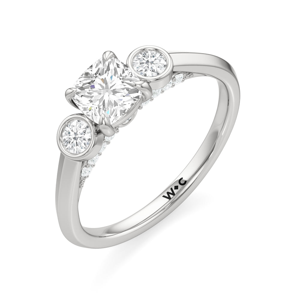 The June Engagement Ring with Cushion Cut Diamond in 14KT Platinum view 3
