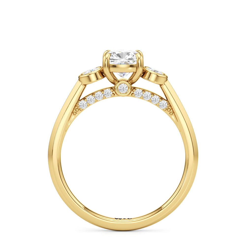 The June Engagement Ring with Cushion Cut Diamond in 14KT Yellow Gold view 2
