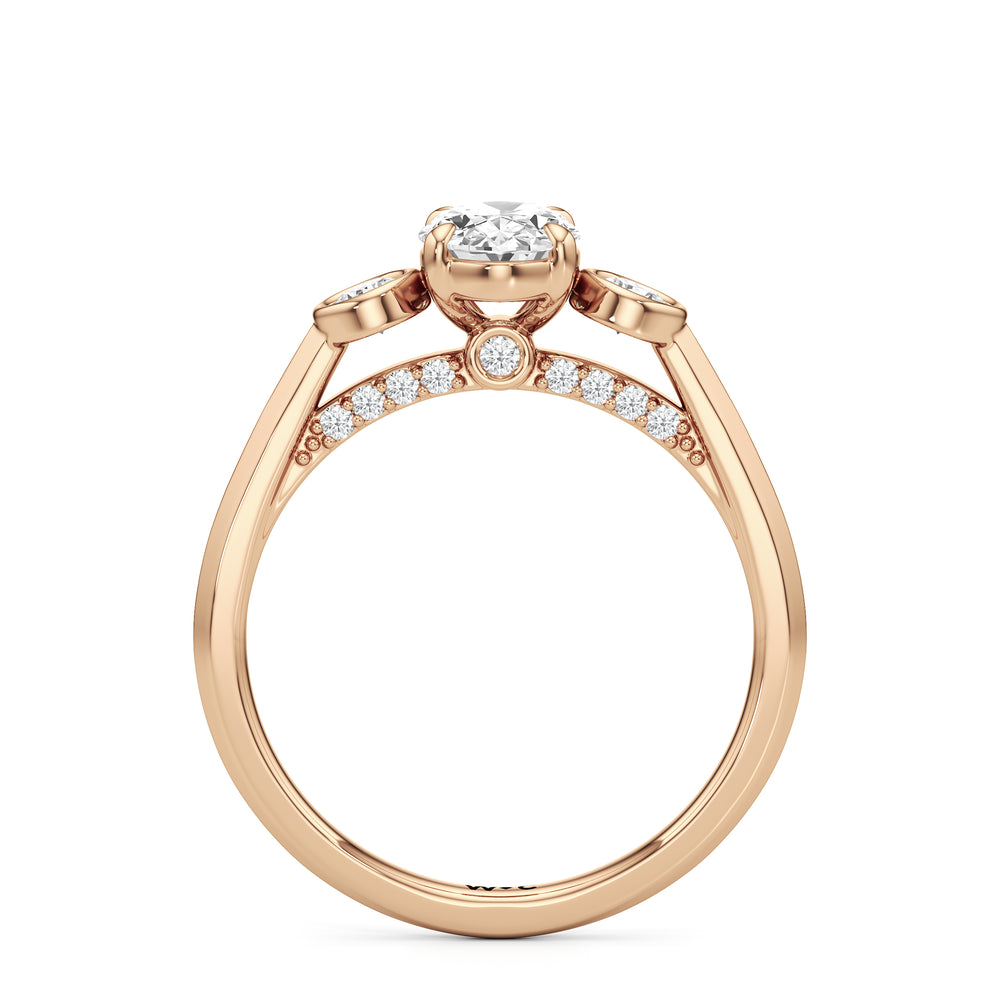 The June Engagement Ring with Oval Cut Diamond in 14KT Rose Gold view 2

