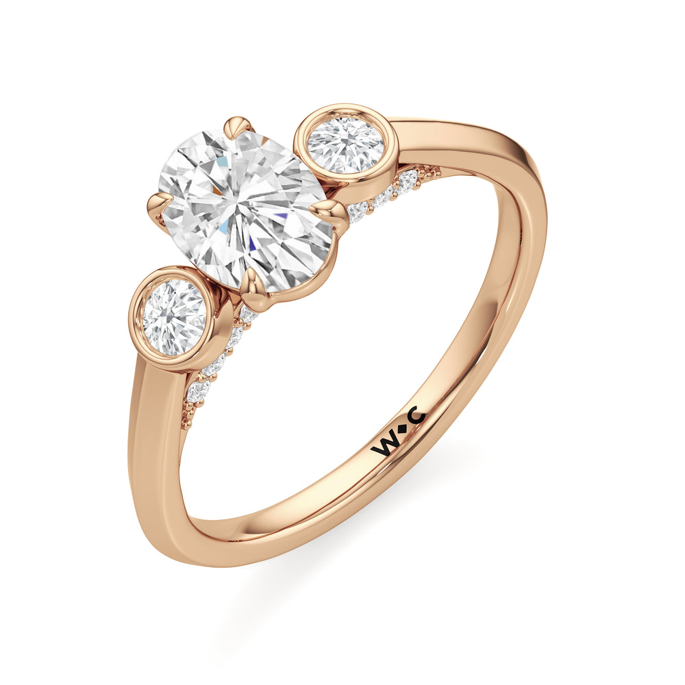 The June Engagement Ring with Oval Cut Diamond in 14KT Rose Gold view 3
