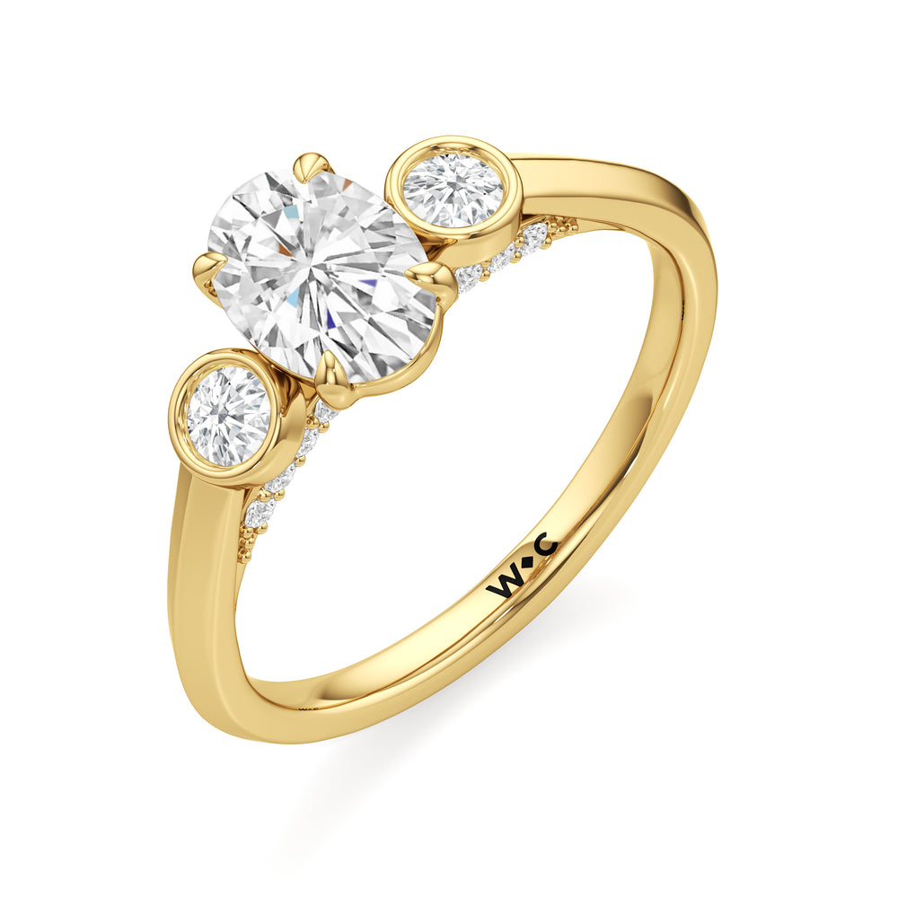 The June Engagement Ring with Oval Cut Diamond in 14KT Yellow Gold view 3
