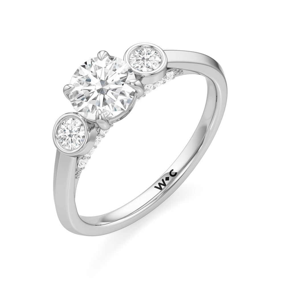 The June Engagement Ring with Round Cut Diamond in 14KT Platinum view 3
