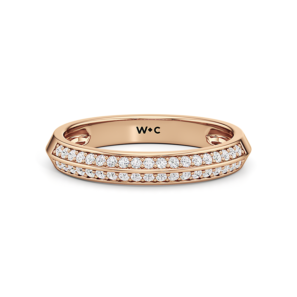 The Georgia Diamond Wedding Band with 18KT Rose Gold Cut Diamond in 14KT Rose Gold view 1
