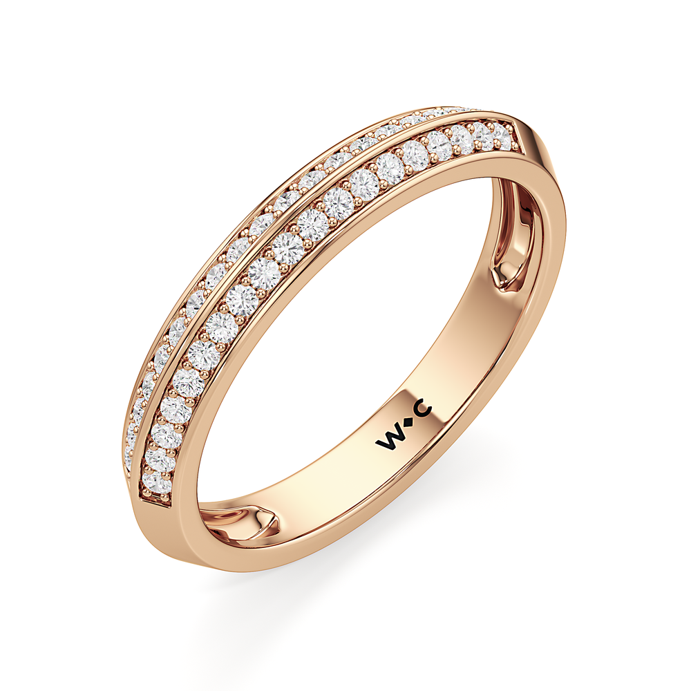 The Georgia Diamond Wedding Band with 18KT Rose Gold Cut Diamond in 14KT Rose Gold view 3
