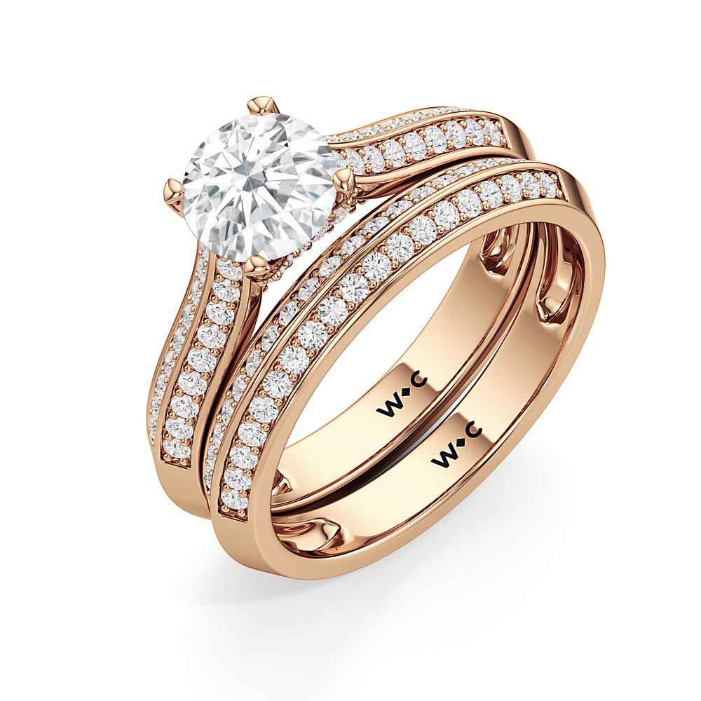 The Georgia Diamond Wedding Band with 18KT Rose Gold Cut Diamond in 14KT Rose Gold view 4
