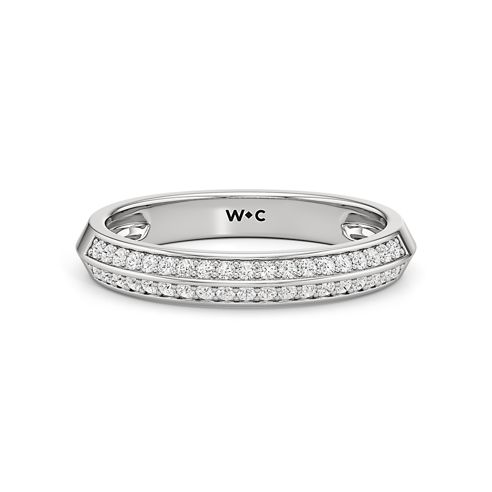 The Georgia Diamond Wedding Band with Platinum Cut Diamond in 14KT Platinum view 1

