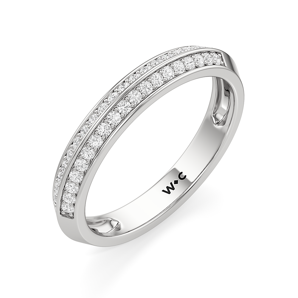 The Georgia Diamond Wedding Band with Platinum Cut Diamond in 14KT Platinum view 3
