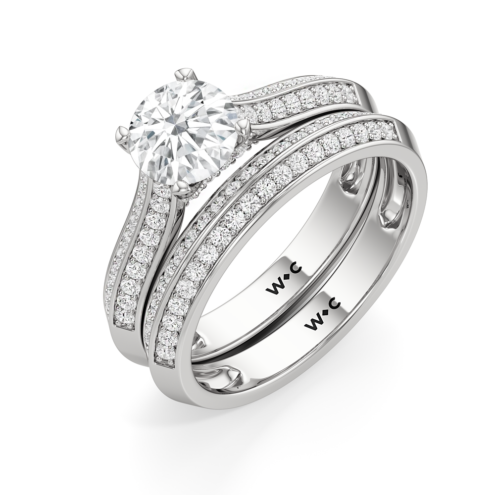 The Georgia Diamond Wedding Band with Platinum Cut Diamond in 14KT Platinum view 4
