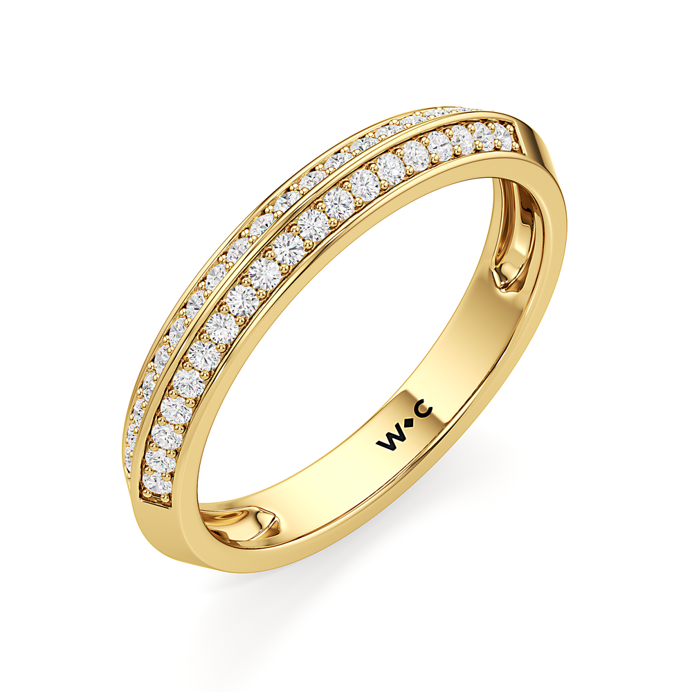 The Georgia Diamond Wedding Band with 18KT Yellow Gold Cut Diamond in 14KT Yellow Gold view 3
