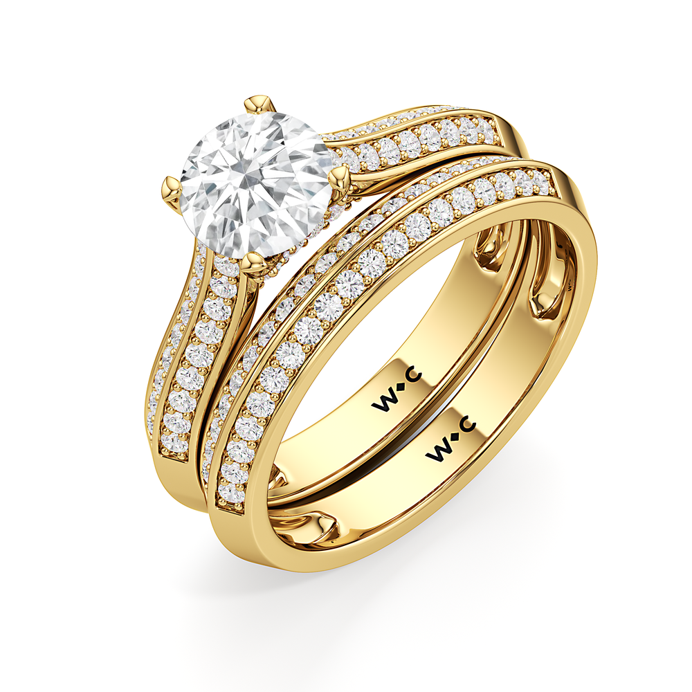 The Georgia Diamond Wedding Band with 18KT Yellow Gold Cut Diamond in 14KT Yellow Gold view 4
