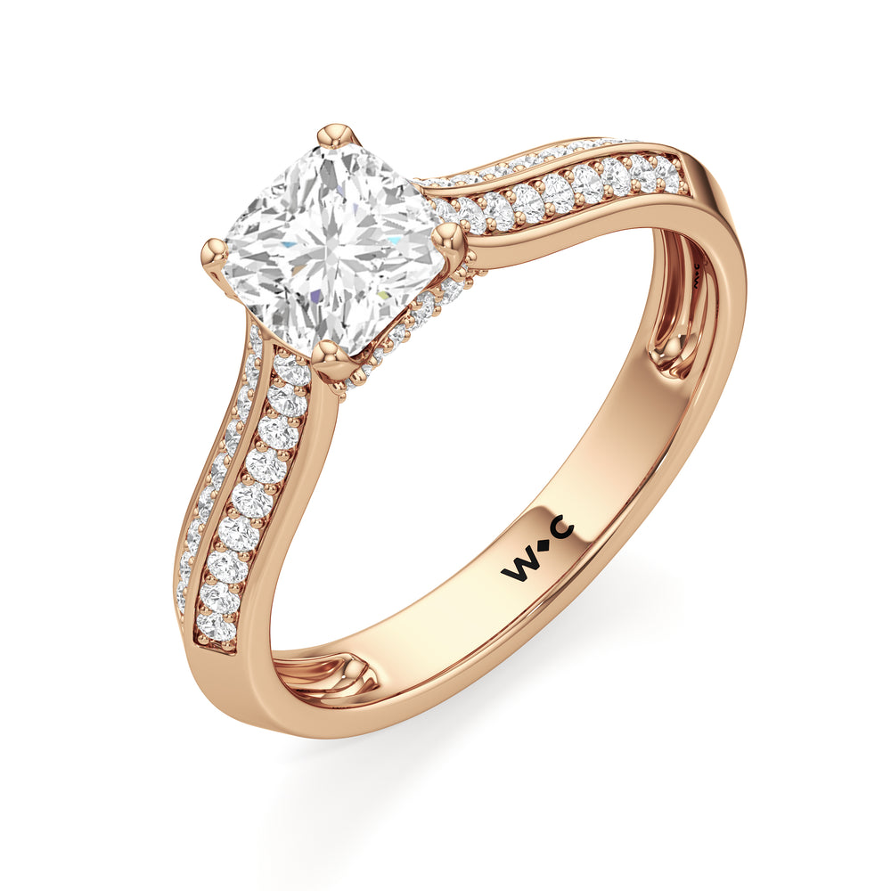 The Georgia Engagement Ring with Cushion Cut Diamond in 14KT Rose Gold view 3
