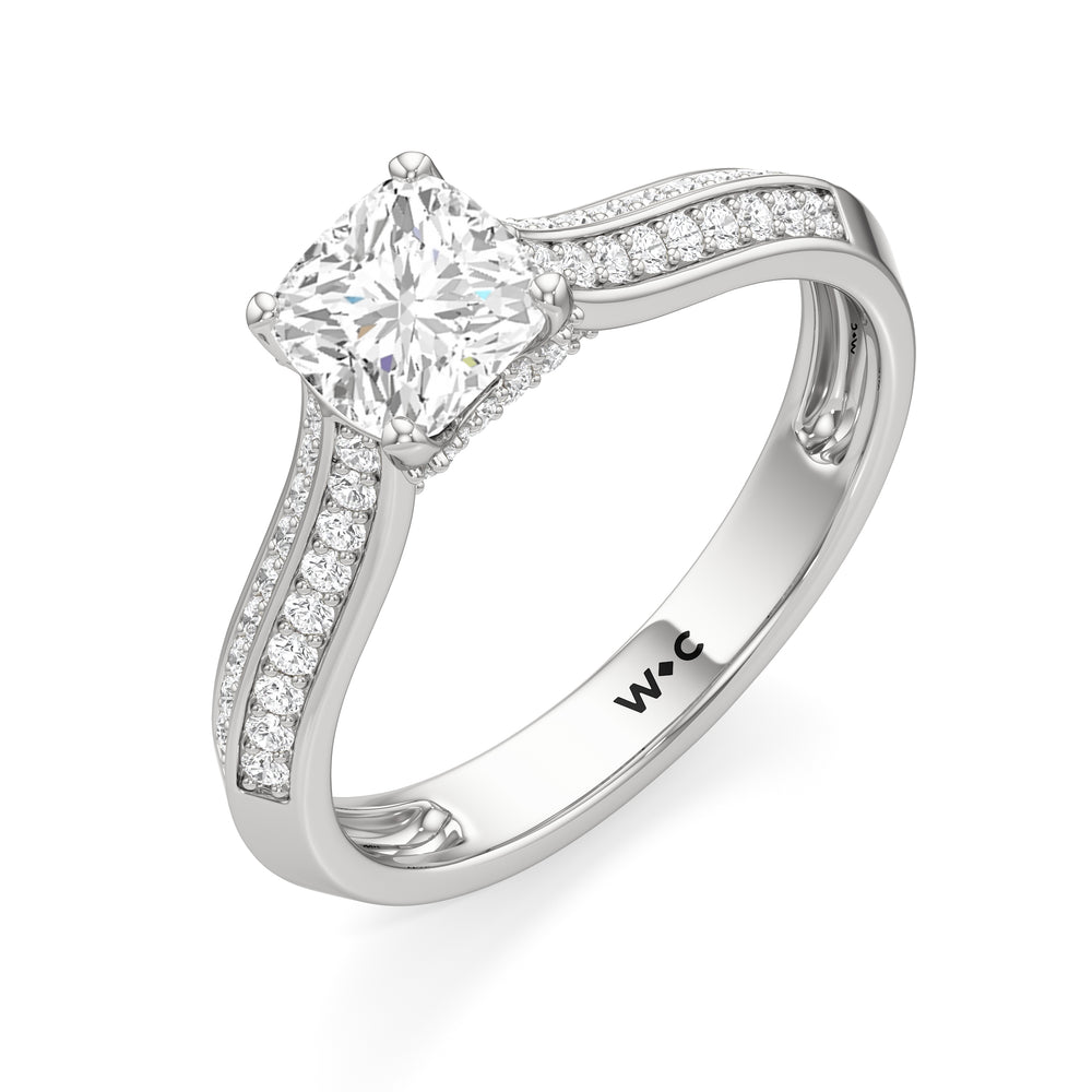 The Georgia Engagement Ring with Cushion Cut Diamond in 14KT Platinum view 3
