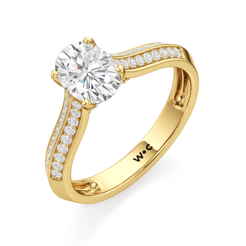 The Georgia Engagement Ring with Oval Cut Diamond in 14KT Yellow Gold view 3
