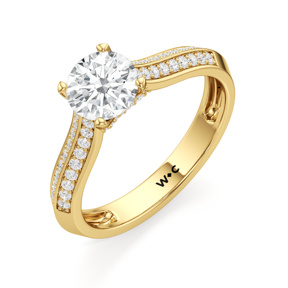 The Georgia Engagement Ring with Round Cut Diamond in 14KT Yellow Gold view 3
