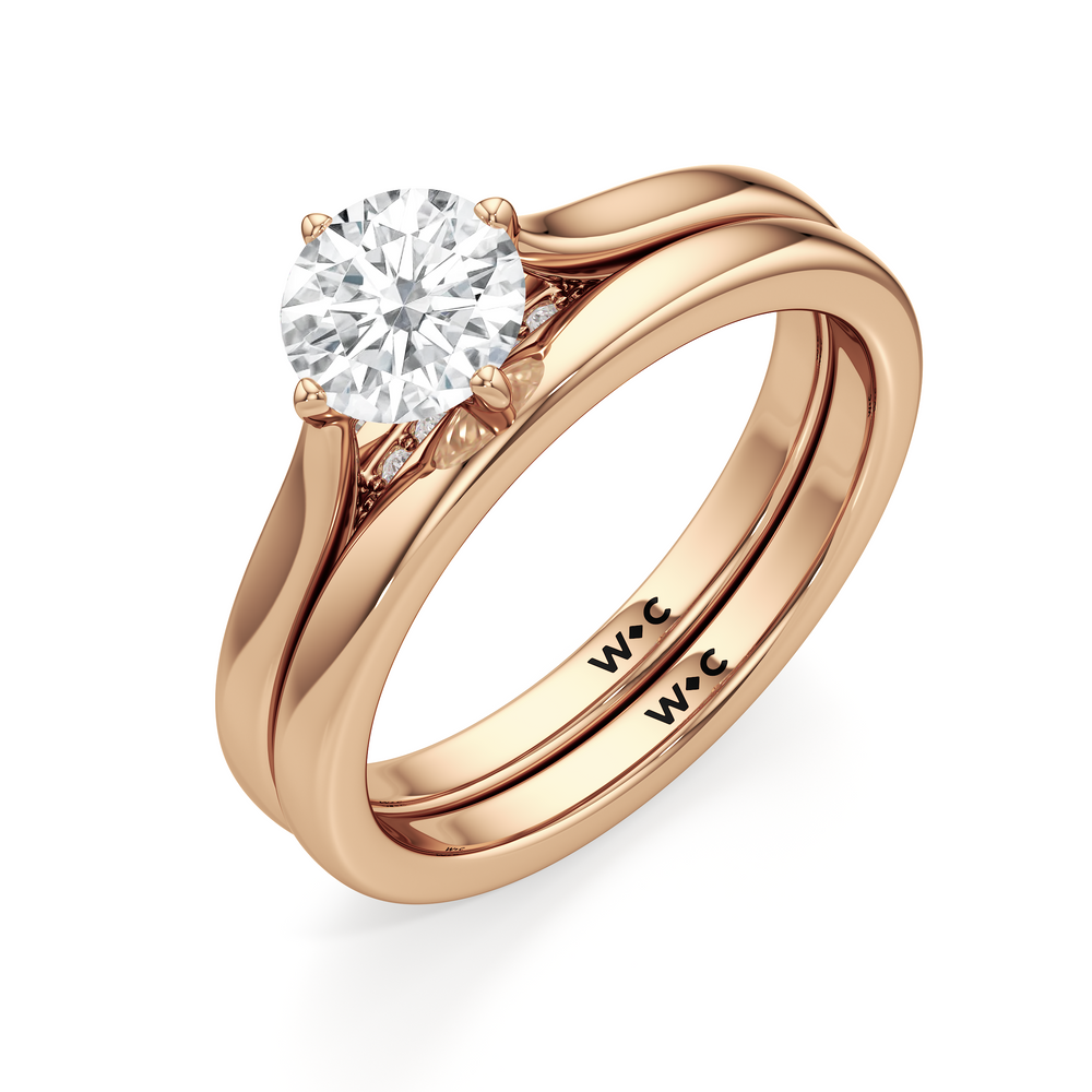 The Frankie Wedding Band with 18KT Rose Gold Cut Diamond in 14KT Rose Gold view 4
