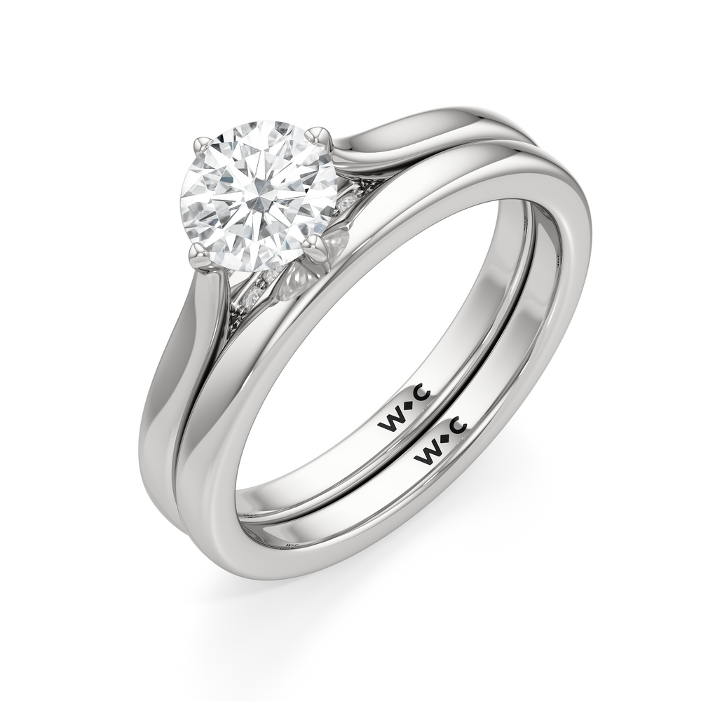 The Frankie Wedding Band with Platinum Cut Diamond in 14KT Platinum view 4
