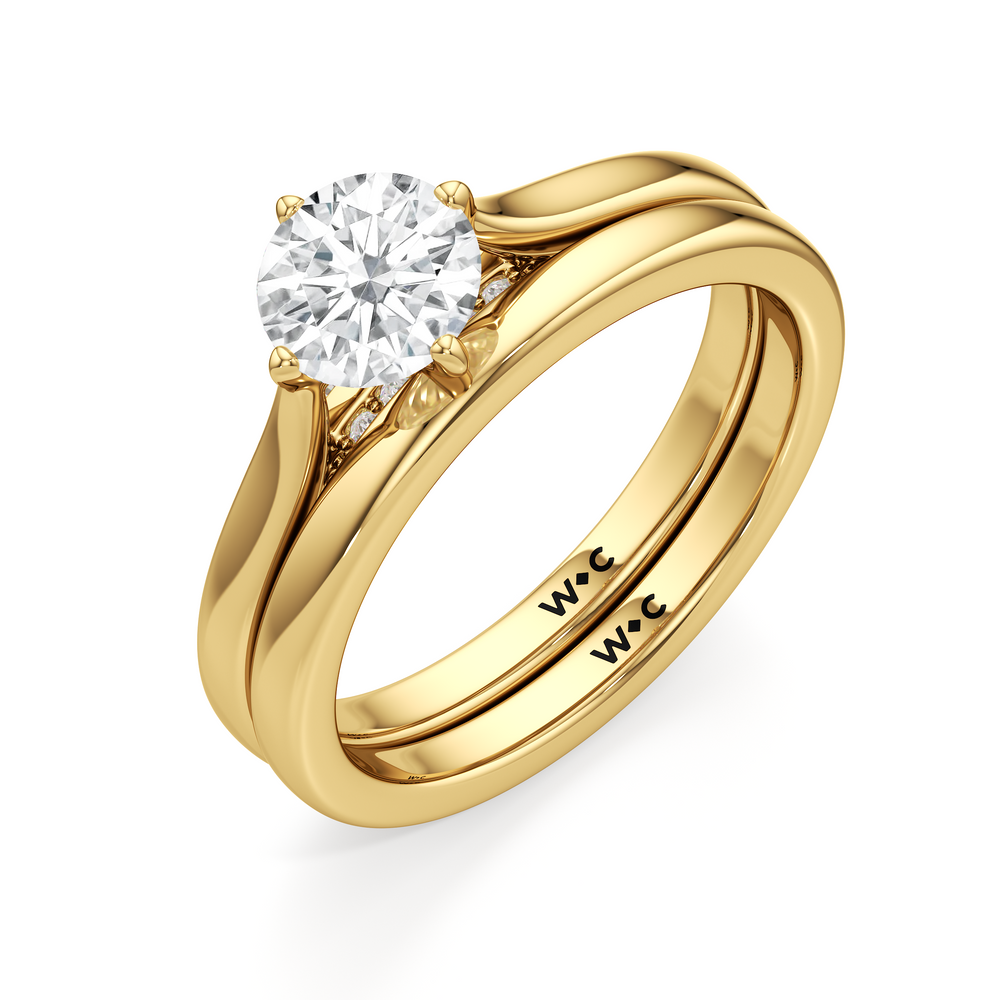 The Frankie Wedding Band with 18KT Yellow Gold Cut Diamond in 14KT Yellow Gold view 4
