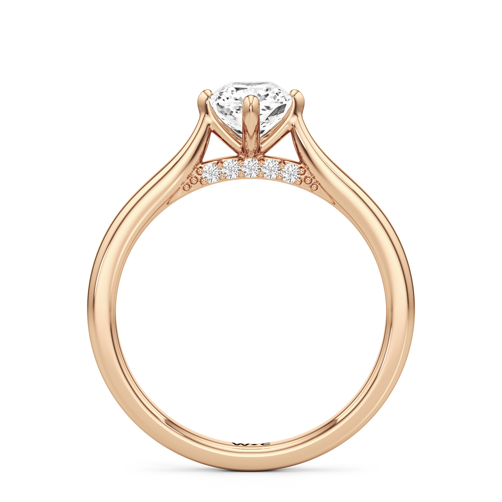 The Frankie Engagement Ring with Cushion Cut Diamond in 14KT Rose Gold view 2
