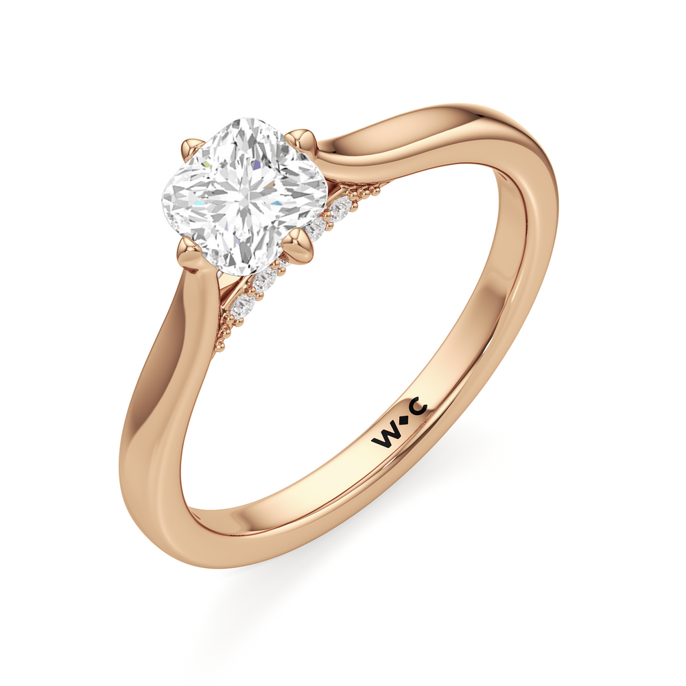 The Frankie Engagement Ring with Cushion Cut Diamond in 14KT Rose Gold view 3
