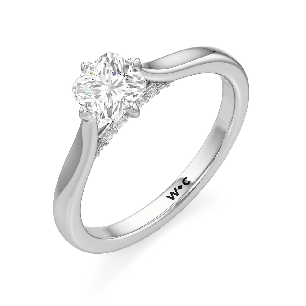 The Frankie Engagement Ring with Cushion Cut Diamond in 14KT Platinum view 3

