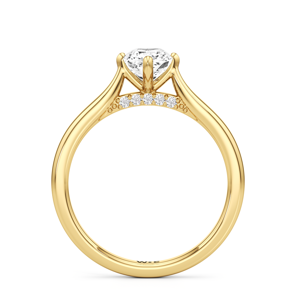The Frankie Engagement Ring with Cushion Cut Diamond in 14KT Yellow Gold view 2
