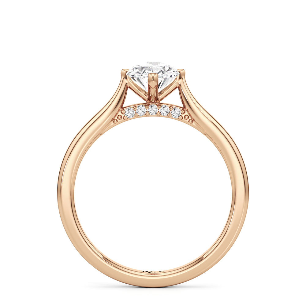 The Frankie Engagement Ring with Oval Cut Diamond in 14KT Rose Gold view 2
