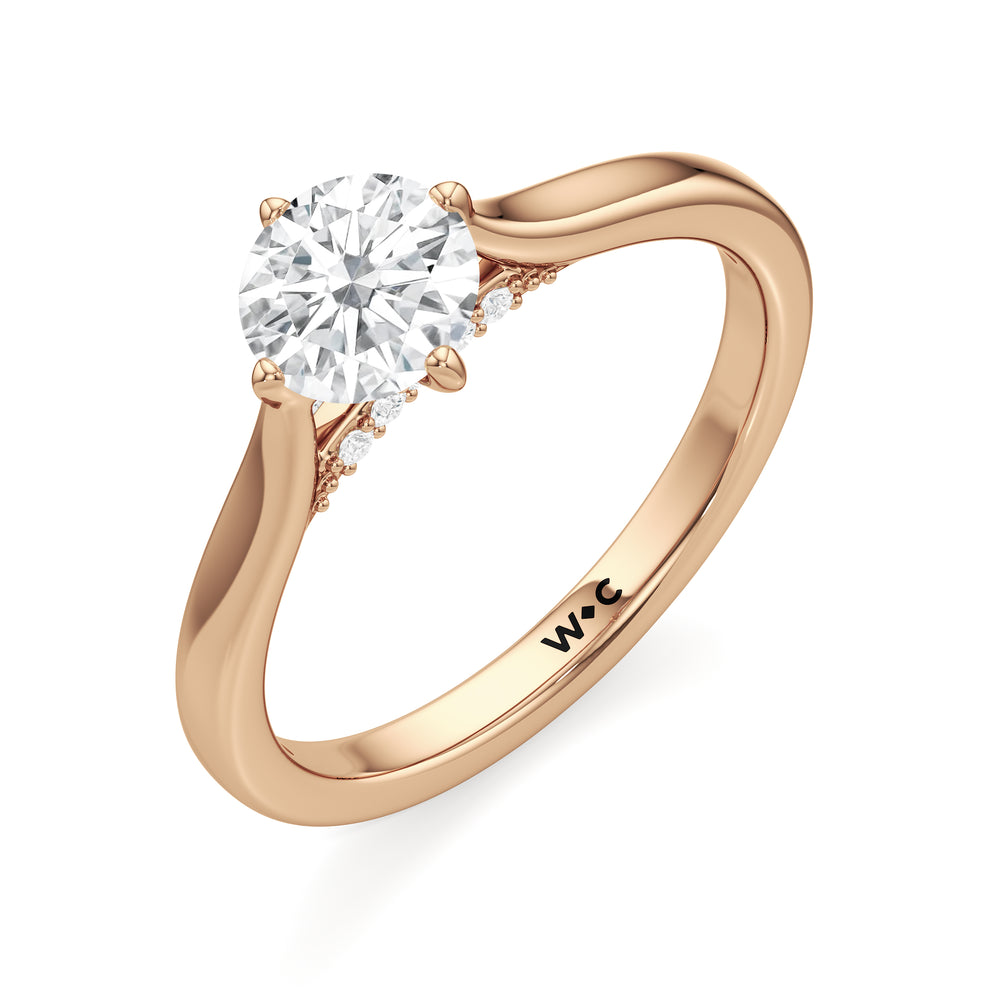 The Frankie Engagement Ring with Round Cut Diamond in 14KT Rose Gold view 2
