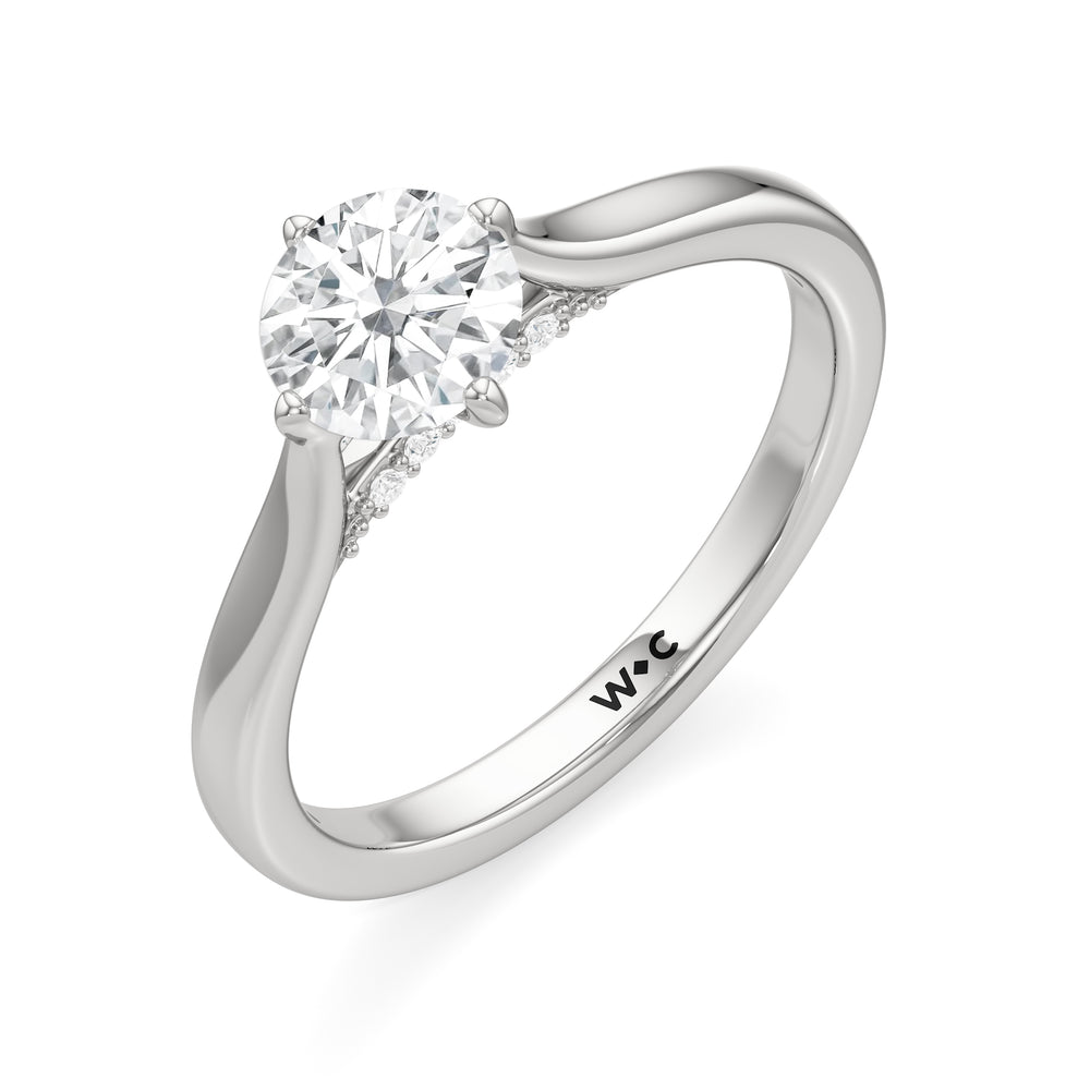 The Frankie Engagement Ring with Round Cut Diamond in 14KT Platinum view 2
