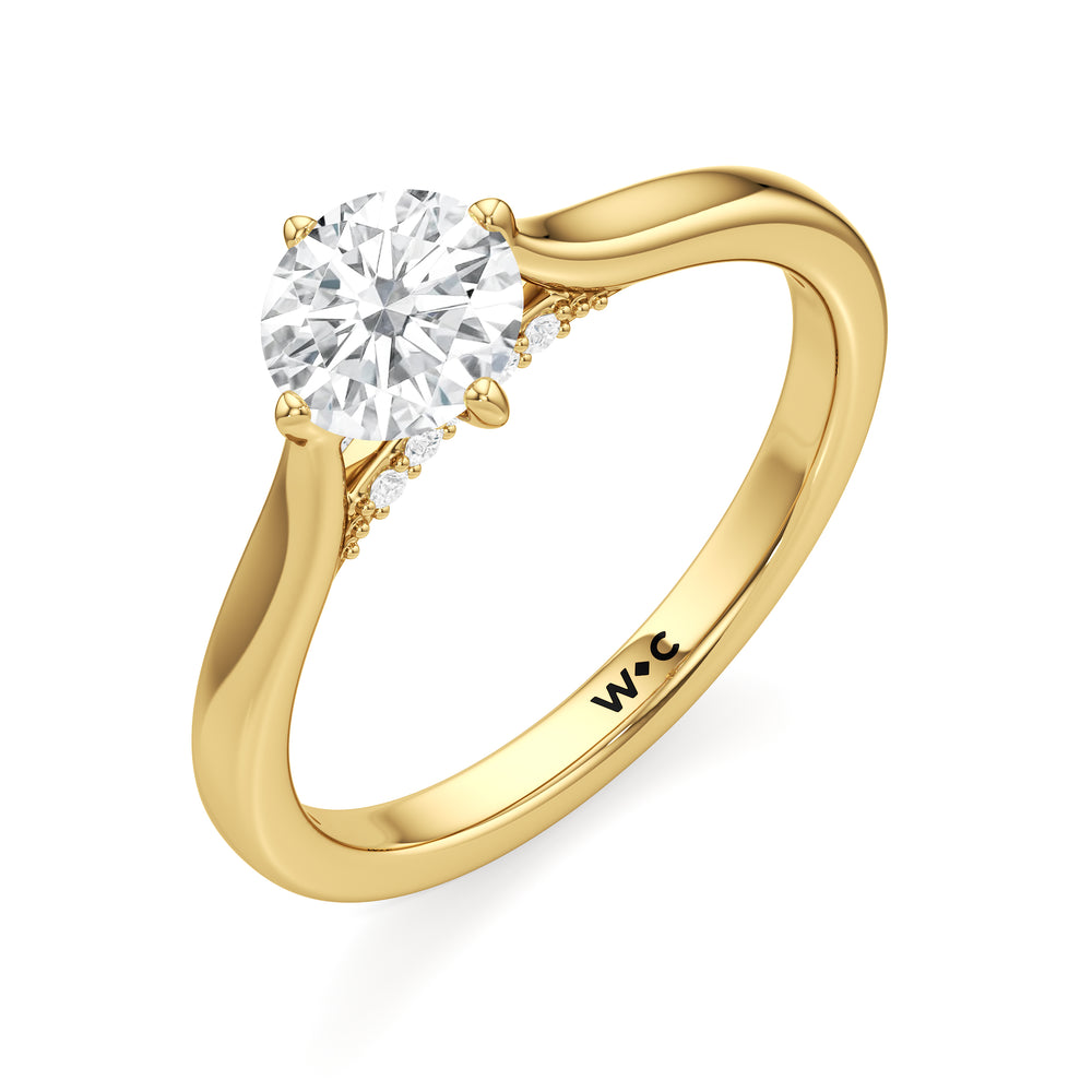The Frankie Engagement Ring with Round Cut Diamond in 14KT Yellow Gold view 3
