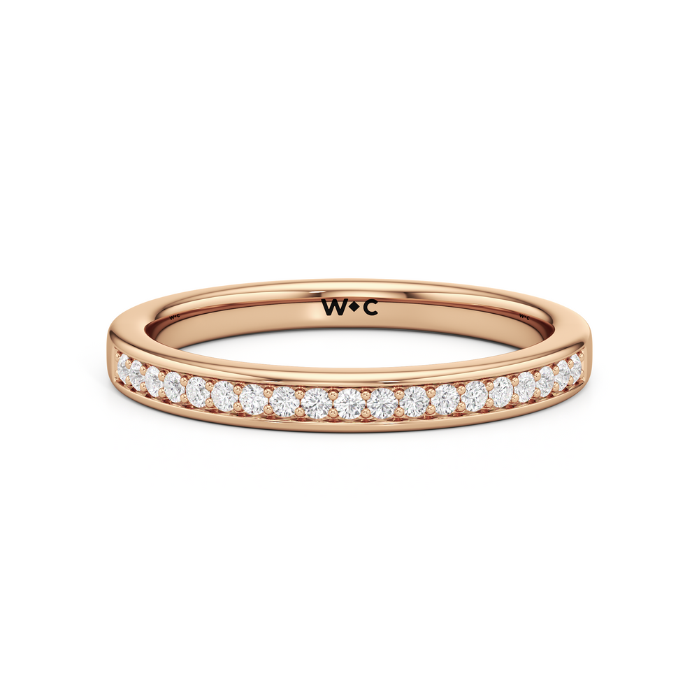 The Gia Diamond Wedding Band with 18KT Rose Gold Cut Diamond in 14KT Rose Gold view 1
