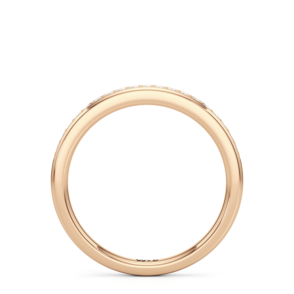 The Gia Diamond Wedding Band with 18KT Rose Gold Cut Diamond in 14KT Rose Gold view 2
