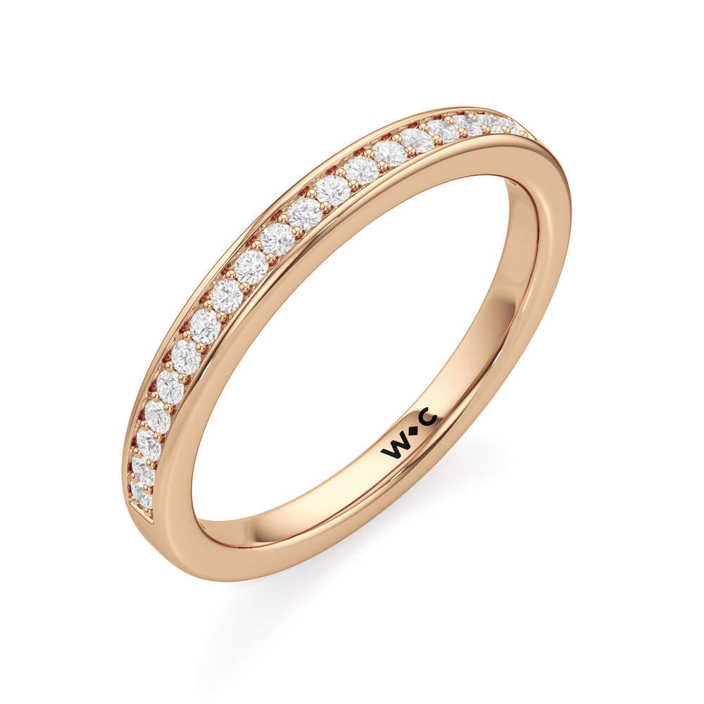 The Gia Diamond Wedding Band with 18KT Rose Gold Cut Diamond in 14KT Rose Gold view 3
