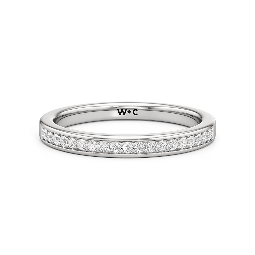 The Gia Diamond Wedding Band with Platinum Cut Diamond in 14KT Platinum view 1
