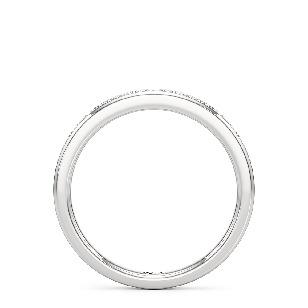 The Gia Diamond Wedding Band with Platinum Cut Diamond in 14KT Platinum view 2
